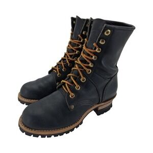 Georgia Boots Womens Size 8 Black Leather Combat Lace Up Mid Calf Work Vibram